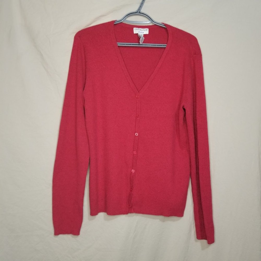 COVINGTON Cardigan Button up Long Sleeve Red XL
